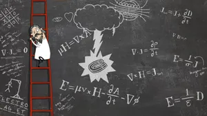 Science Man Ladder Blackboard Wallpaper
