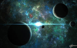 Science Planets Turquoise Galaxy Wallpaper