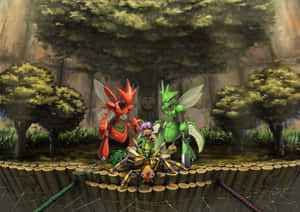 Scizor Scyther Bugsy Forest Wallpaper