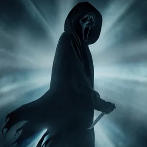 Scream Movie Poster With A Man In A Hooded Robe Wallpaper