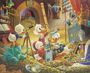 Scrooge Mcduck And Kids Oil Painting Wallpaper