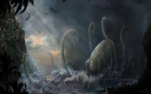 Sea Monster Cthulhu Art Wallpaper