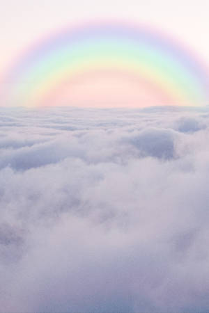 Sea Of Clouds With Pastel Rainbow Wallpaper