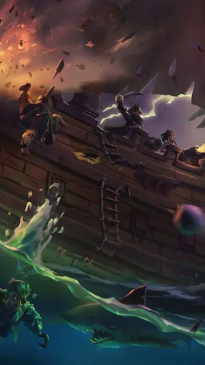 Sea Of Thieves Hungering Deep Battle Wallpaper