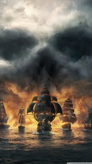 Sea Of Thieves Ocean Fire Wallpaper