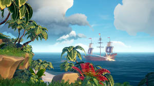 Sea Of Thieves Ship Tropical Island Wallpaper