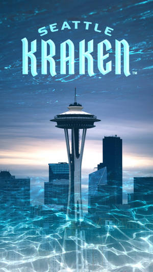 Seattle Kraken Space Needle Art Wallpaper