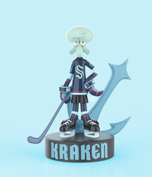 Seattle Kraken Squidward Hockey Player Wallpaper