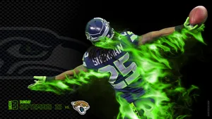 Seattle Seahawk Player 25 Green Fire Wallpaper