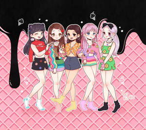 Selena And Blackpink Anime Style Wallpaper