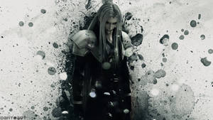 Sephiroth Monochromatic Black Ink Wallpaper