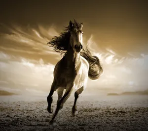 Sepia-toned Running Horse Wallpaper