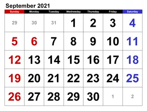 September 2021 Calendar With Holidays Wallpaper