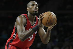 Serge Ibaka In Shooting The Ball Wallpaper