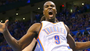 Serge Ibaka Screaming In Excitement Wallpaper