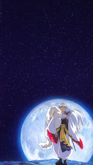 Sesshomaru In Front Of The Moon In Inuyasha Iphone Wallpaper