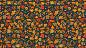 Set Of Vibrantly-colored Aztec-inspired Icons And Patterns For Designs Wallpaper
