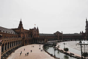 Seville Palace Panoramic View Wallpaper