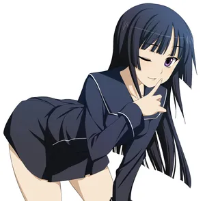 Sexy Anime Girl With Black Dress Wallpaper