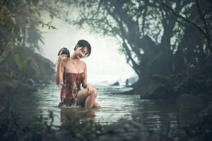 Sexy Thailand Woman Bathing Wallpaper