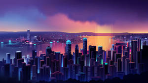 Shades Of Blue City Background Wallpaper