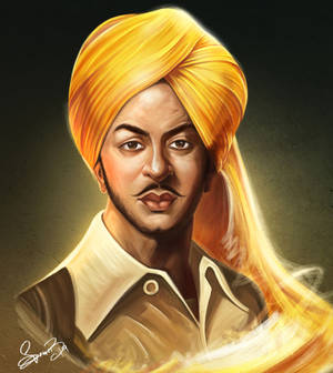 Shaheed Bhagat Singh Oil Painting Wallpaper