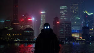 Shanghai Night Time View Cyberpunk Wallpaper