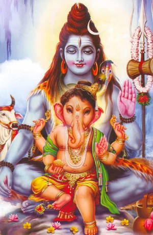 Shankar Bhagwan Shiva And Ganesha Wallpaper