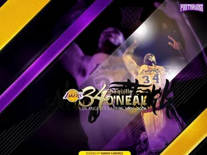 Shaquille O'neal Yellow Purple Art Wallpaper