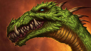 Sharp Teethed Green Dragon Wallpaper