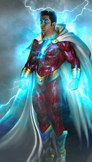 Shazam Powerful Blue Lightning Digital Art Wallpaper