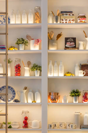 Shelves With Lights Wallpaper