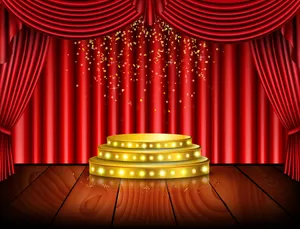 Shiny Empty Stage With Gold Platform Illustration Wallpaper