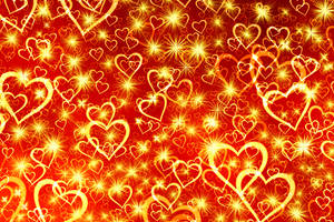 Shiny Golden Hearts Pattern Wallpaper