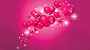 Shiny Pink Hearts Wallpaper