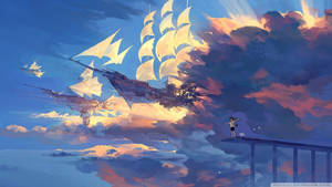 Ship In The Sky Anime Scenery Wallpaper