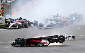 Shocking F1 Car Crash On The Race Track Wallpaper