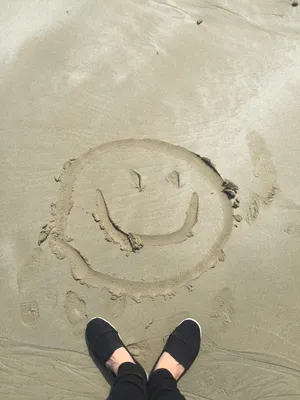 Shoes Smiley Face On Sand Wallpaper