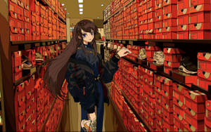 Shopping Anime Girl Wallpaper