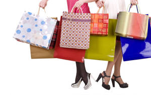 Shopping Girls With Bags Wallpaper