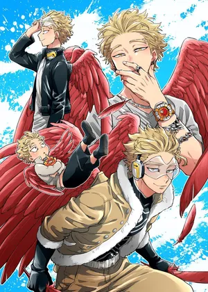 Shouto Todoroki And Dabi Vs. Hawks In My Hero Academia Wallpaper