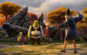 Shrek The Third Facing A Wizard Wallpaper