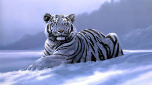 Siberian Tiger In Winter Art Wallpaper