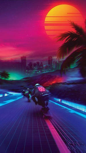 Sick Phone Skaters Vaporwave Wallpaper