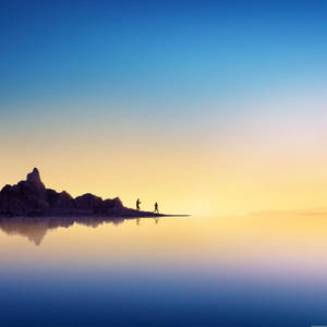 Silhouette At Seaside Samsung Art Wallpaper