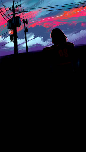 Silhouette Girl Oled Phone Wallpaper