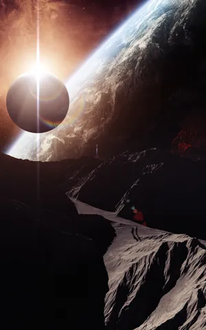 Silhouette Of Alien On The Planet Wallpaper