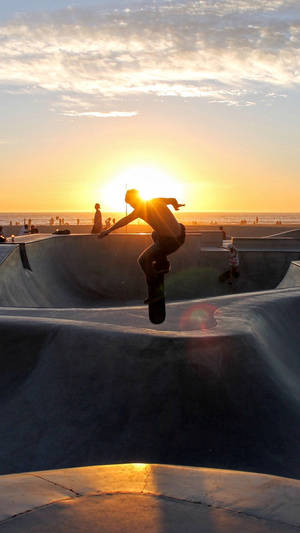 Silhouette Of Skater For Skateboard Iphone Wallpaper