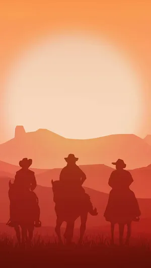 Silhouette Of Three Cowboys Wallpaper