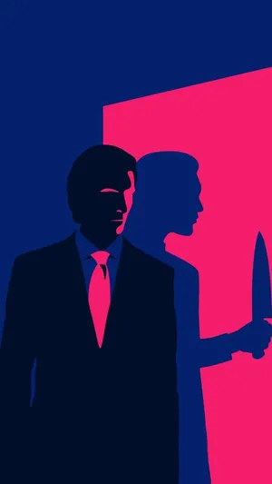 Silhouetted Manwith Knife Shadow Wallpaper